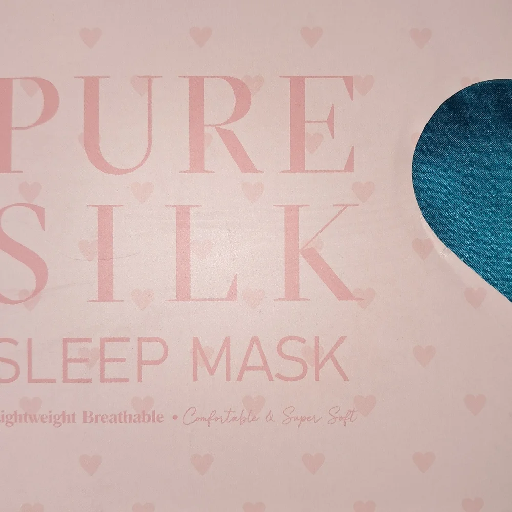 Pure Silk NWT Mulberry Silk Padded Sleep Mask Adjustable Strap In Peacock Blue